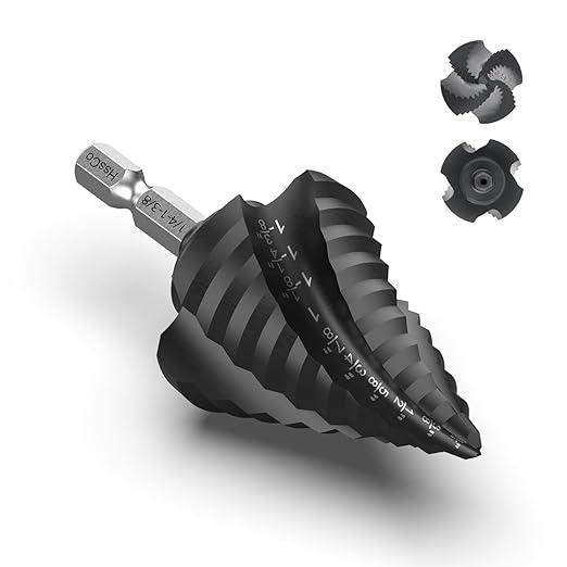 Cobalt Steel Step Drill Bit Set - Suitable for Metals, 1/4“ to 1-3/8” Specifications, Impact Step Drill bits with Titanium Coating and Aluminum Shell Professional Metal Drill bits
