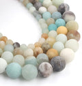 36pcs Natural Matte Amazonite Gemstone Beads，10mm Frosted Round Loose Stone by Yochus