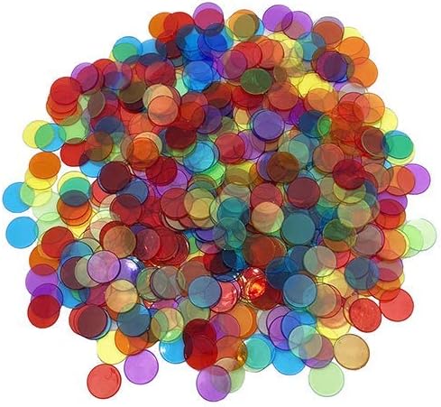 JUNWRROW 500 Pieces 3/4 inch Transparent 6 Color Bingo Counting Chips - Image 3