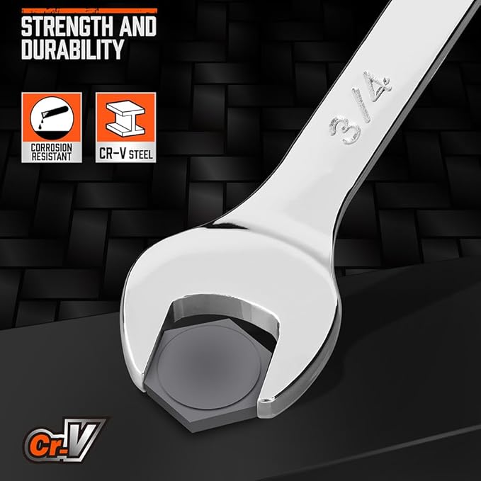 HORUSDY 11-Piece Sae Wrench Set | Combination Wrench Set with Organizer | 12 Point | 1/4" - 3/4" | Chrome Vanadium Steel