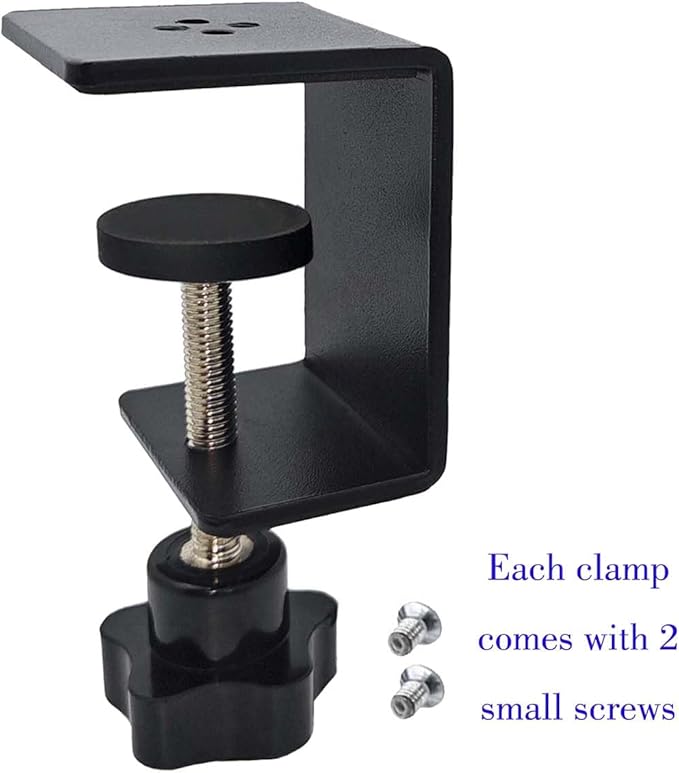 2 Pack Heavy Duty C Clamp & Desk Clamp | Wide Jaw Metal Woodworking Clamps, Adjustable Shelf Clamps for Desk Extension/Panel Work (Sturdy Multi-Purpose Clamping Tool)