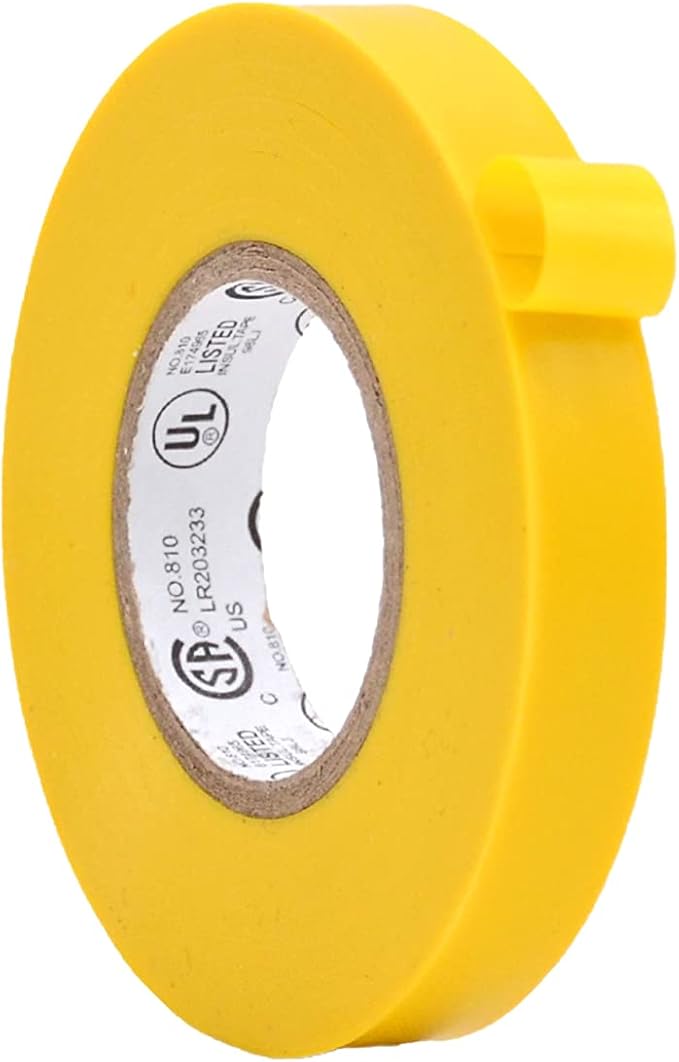 WOD ETC766 Professional Grade General Purpose Yellow Electrical Tape UL/CSA Listed core. Vinyl Rubber Adhesive Electrical Tape: 1/2 inch X 66 ft - Use at No More Than 600V & 176F (Pack of 1)