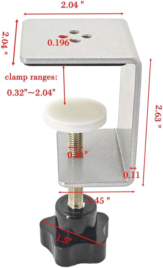Heavy Duty Metal C-Clamps for Woodworking, Grey c clamps 2 inch, 1 Pack Table Saw Fence Clamps with Protective Pad - Ideal for Acrylic Sheets, Plexiglass Sheets, Plastic Sheets, and Wood Sheets