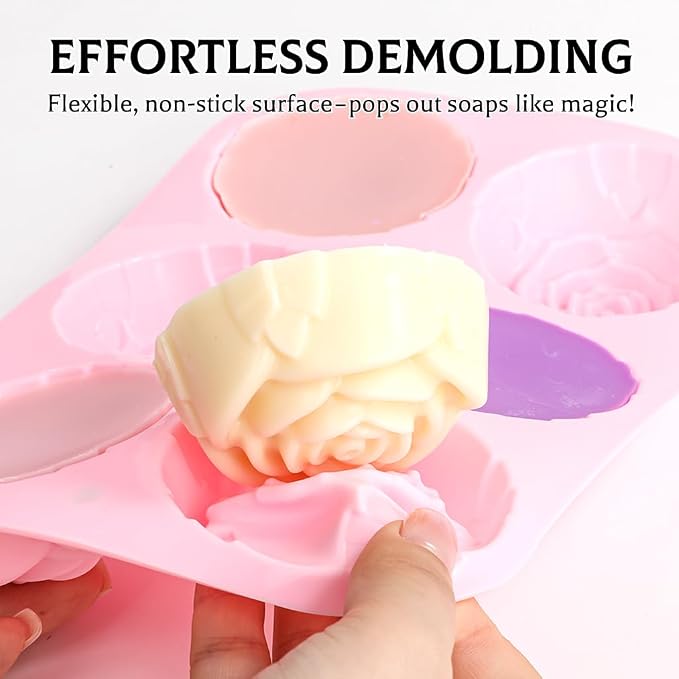 SJ Rose Soap Molds 2 Packs, Flower Design Silicone Soap Molds - Image 4