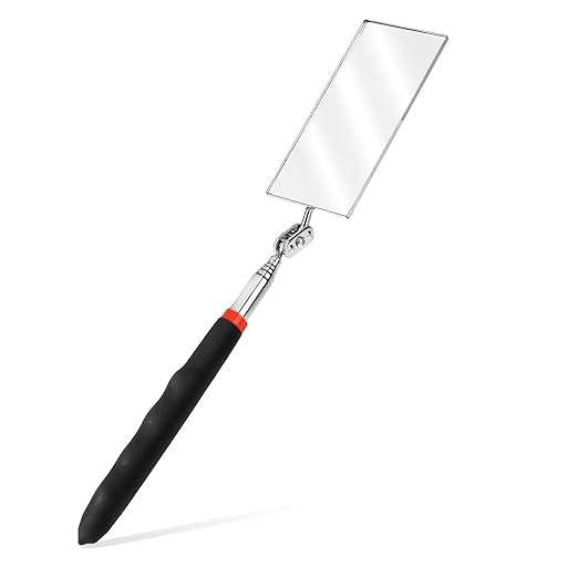 Telescoping Inspection Mirror Rectangle Telescopic Mechanic Mirror Extendable Machine Tool Long Inspection Mirrors for Checking Vehicle Condition (30.71 Inch Mirror Stick)