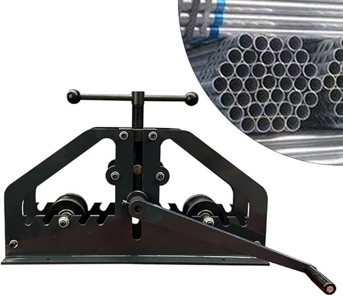 Manual Metal Tube Bender Machine, 1-1/4" to 2" Round Roller Stretcher Shrinker Bench Bending Set GDAE10 Heavy Duty Pipe Bender Tubing Notcher Durable Working Tools TR-60 for Flats, C Channel, Square