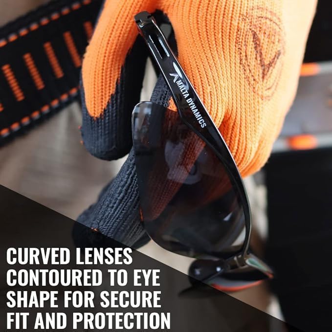 Malta Dynamics APEX Safety Glasses – Construction Safety Glasses for Men and Women with Anti Scratch and Anti Fog Protection, ISEA & ANSI Z87 Compliant (Tinted, 36 Pairs)