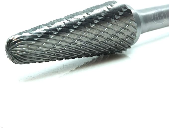 Benchmark Abrasives 6” Taper Shape Radius Double Cut Tungsten Carbide Die Grinder Bits Metal Deburring Tool Rotary Burr, 1/4 Inch Shaft, Engraving Tool for Woodworking Shaping Carving (SL-4)