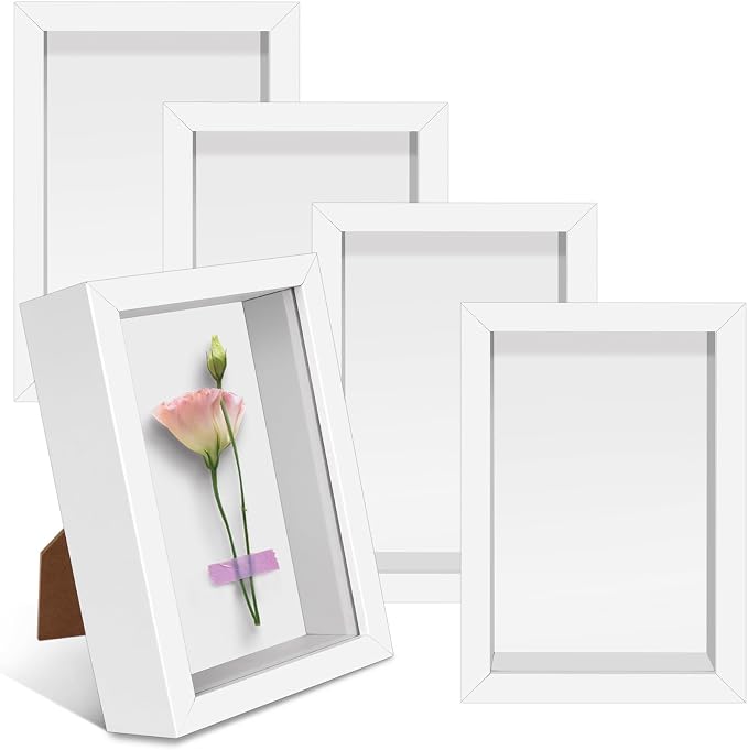 VOKOY 5 Pack 4" x 6" Shadow Box Frame, Small Wood Hollow Picture Frame by VOKOY