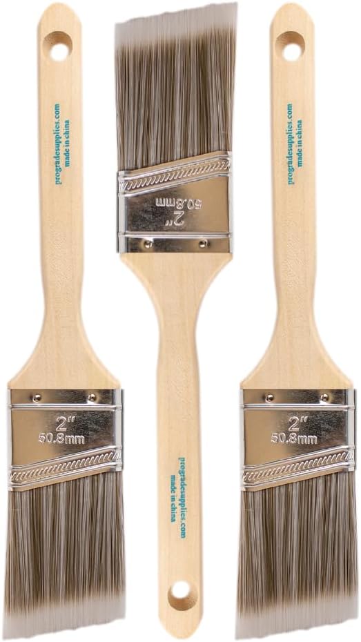 Pro Grade Paint Brushes, 2 Inch Angled Paint Brush, Trim & Walls, 3 Pack | by ProGradeSupplies