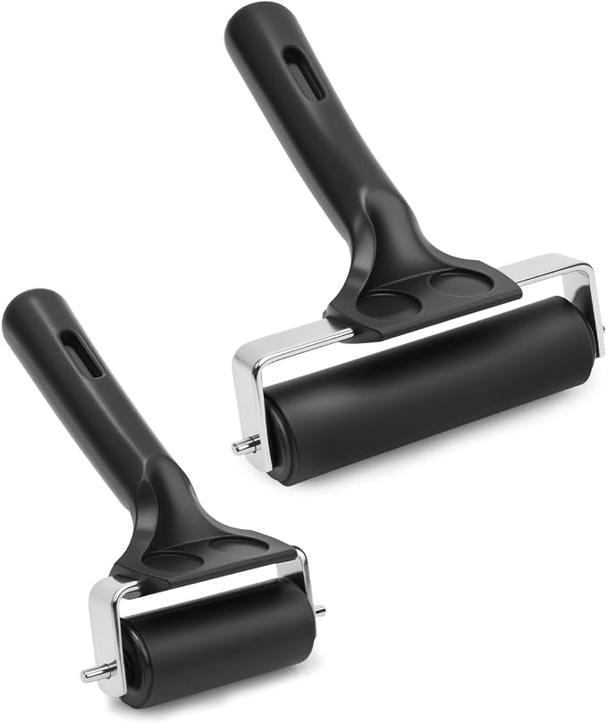 UCEC 2 Pack Brayer Roller for Printmaking, Rubber Roller for Ink 2.4&4 Inch | by UCEC