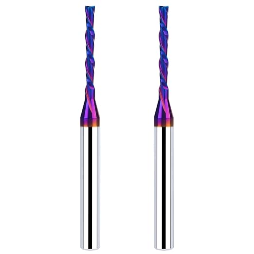 2PCS 1/4 Inch Shank 1/8 Inch Dia Downcut Spiral Router Bit - 1 Inch Cutting Length 3 Inch Overall Length| CNC Router Bits for Woodworking, Mortising, and Engraving
