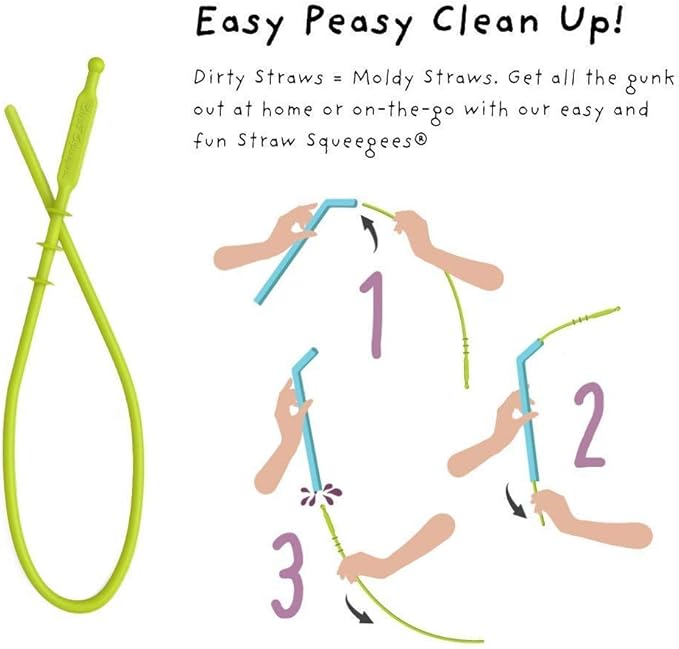 Premium Reusable Silicone Drinking Straws + Patented Straw Squeegee - Image 5
