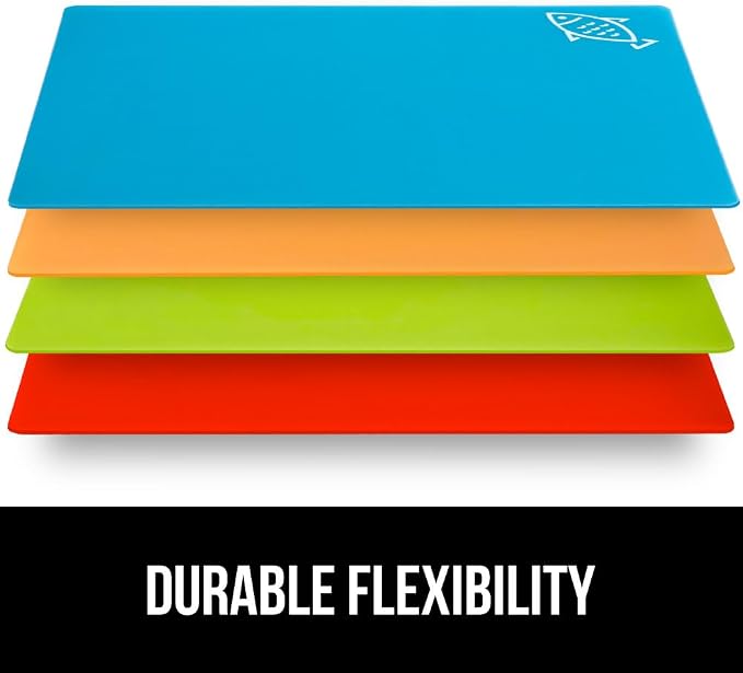 GORILLA GRIP 100% BPA-Free Flexible Cutting Board Set of 4, Durable Plastic Mats - Image 8