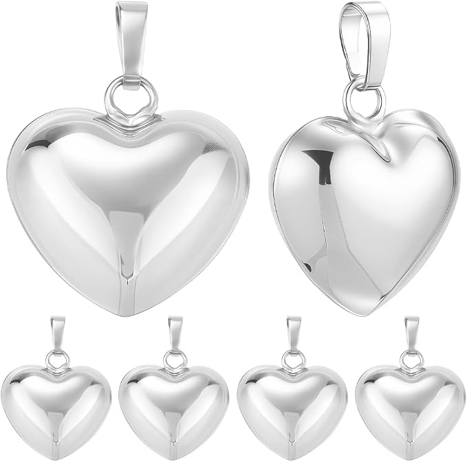 Beebeecraft 10Pcs 925 Sterling Silver Plated Heart Charms Metal Brass Love by Beebeecraft