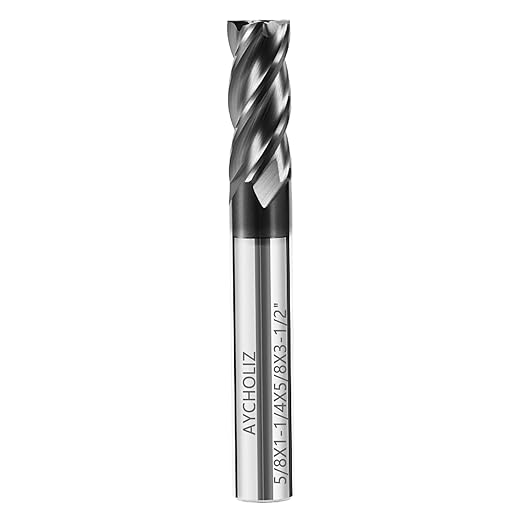 5/8" Carbide End Mill Bits Set for Alloy & Hardened Steels - Hrc55 Micro Grain, 4-Flute Milling Cutter with AlTiN Coating, CNC Router Bits, High-Performance Milling Bits