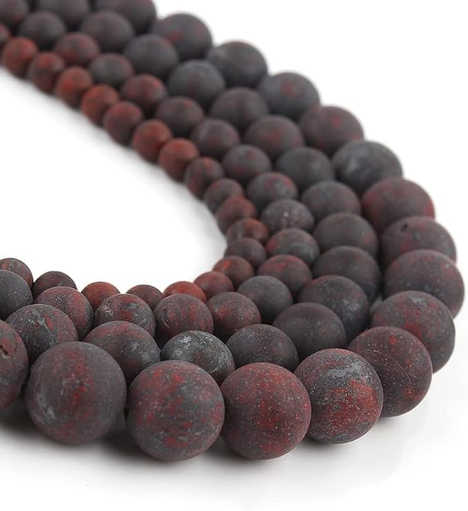 6mm Matte Red Flower Stone Bead, 15-Inch Matte Round Loose Stone Beads - Image 5