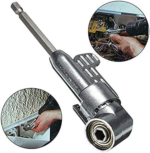 105 Degree Right Angle Driver Angle Extension Power Screwdriver Drill Attachment with 1/4 Drive 6mm Hex Bit Magnetic Drill Bit Socket Angled Bit Power Drill Tool and Soft Shaft