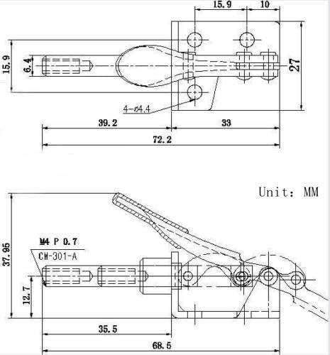 4 Pcs Toggle Clamp 301AM Stroke Push Pull Action Hand Tool Light Duty