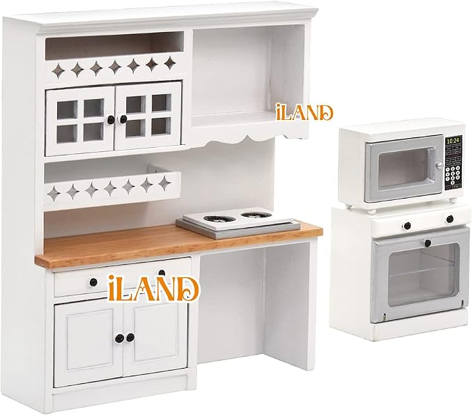 iLAND Dollhouse Furniture and Accessories Set Dollhouse Kitchen Modern Kit - Image 9