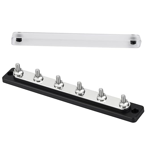 GLOSO Common Busbar 3/8” Power Distribution Block Marine Bus bar Battery Terminal Distribution Block 150 Amp Rating 6P