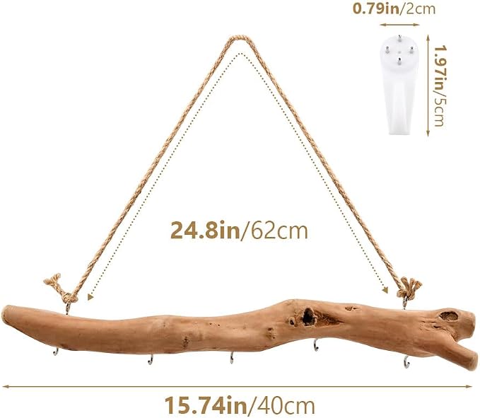 1Pc 15 Inch Natural Driftwood Decorative Branches Farmhouse Home Wall Hanging - Image 5
