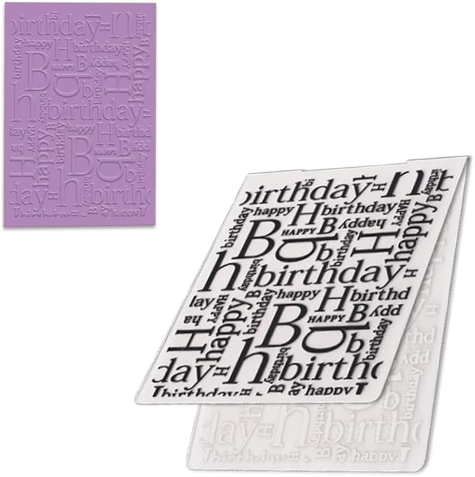 3-D Textured Impressions Background Embossing Folder, Happy Birthday Words by Hying