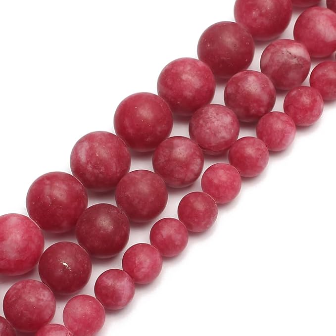 48pcs Natural Matte Red Gemstone Beads，8mm Frosted Round Loose Stone Beads - Image 7
