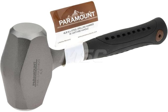 Paramount Hand Drilling Hammer: 4 lb Head, Steel Vibration-Dampening Handle