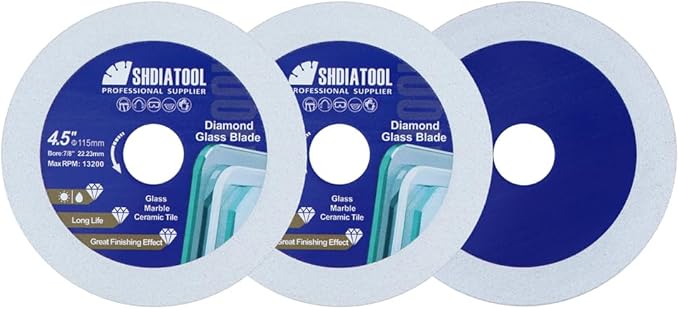 SHDIATOOL Diamond Glass Cutting Disc 4-1/2-Inch Saw Blade, Ultra-Thin Cut Off Wheel for Tile Ceramic Porcelain Marble 115mm (3 of Pack)
