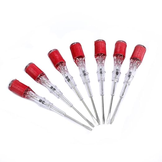 Fielect 2pcs Voltage Tester Voltage Detector Pen Circuit Tester Tool Steel Batch Slotted Test Pencil JRDB-859 AC/DC 100-500V Clear