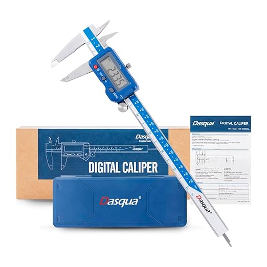 Dasqua 8”/200mm Digital Caliper, Electronic Industrial Stainless Steel Precision Measuring Tool, Large LCD, Eco-Friendly Case, Auto Off,0.0005”/0.01mm Resolution, 0.001”/0.02mm Accuracy