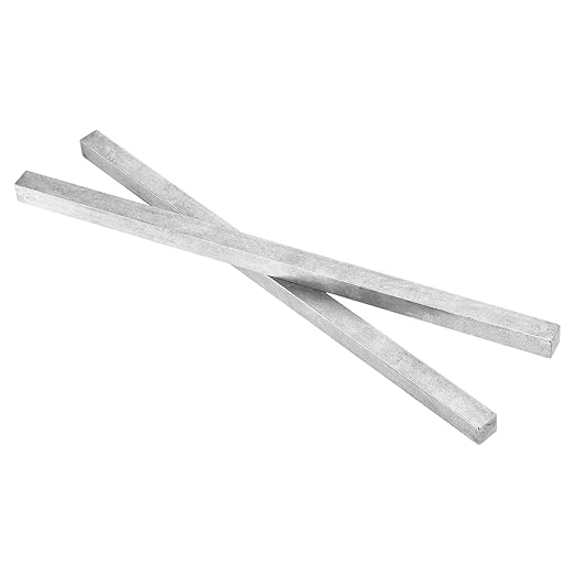 uxcell 2 Pcs Square Steel Key Stock, 1/2" x 1/2" x 12" Cold-Drawn 45# Steel Bars Precision Key Stock for Gearbox Coupling, Silver Tone