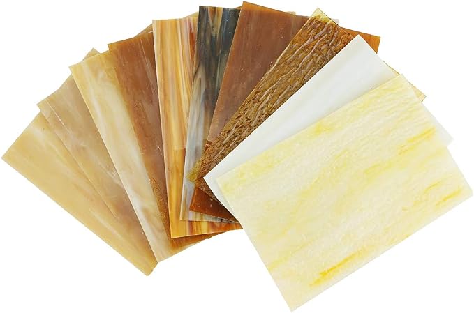 Lanyani（10 Sheets）Amber Variety Stained Glass Sheets 4 x 6 inch Opal Art Glass - Image 7