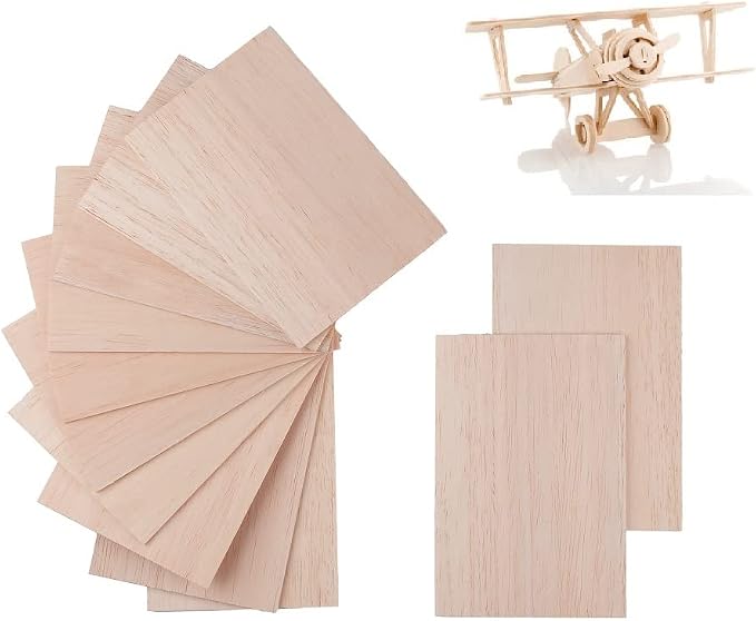 12 Pack Balsa Wood Sheets 1/12 x 4 x 6 Inch Cricut Unfinished Thin Wood Sheets by iUoczi