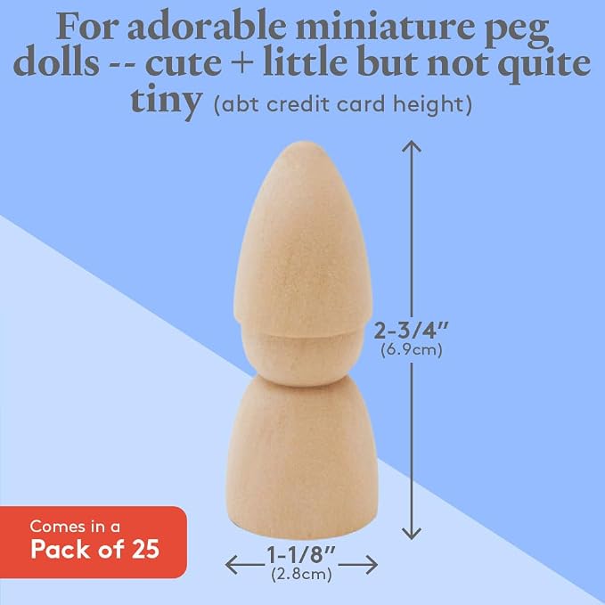 Wood Peg Dolls, 2-3/4 Inch Gnome Shape Wooden Peg People, Strong Birch Wooden - Image 4