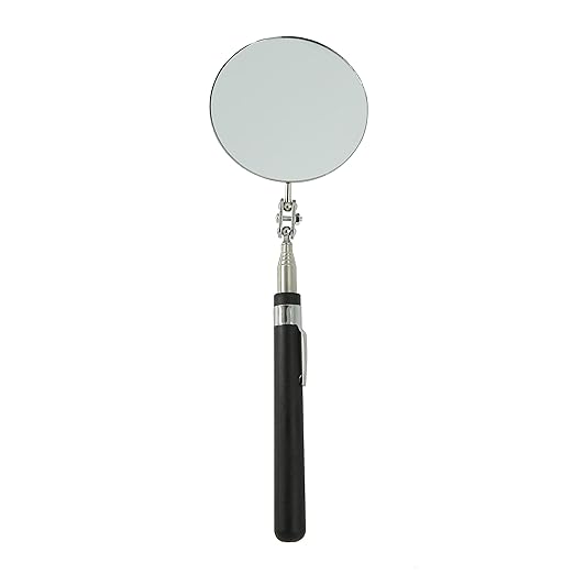 Telescopic Inspection Circular Mirror with 2 LED, Inspection Mirror on a Stick, Inspection Mirror for Extension Pole, Used for Automobiles, 50mm/85mm Large Circular Mirror with Pen Buckle