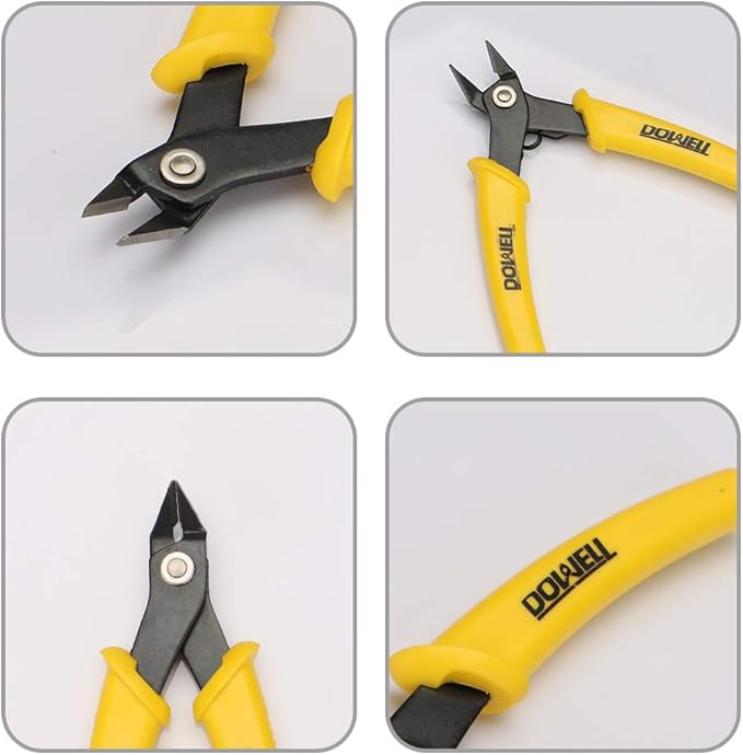DOWELL Micro Cutter Flush Cutter Electronics Soft Wire Cutters Professional Cutting Copper And Aluminum Wire Cables (2PC)