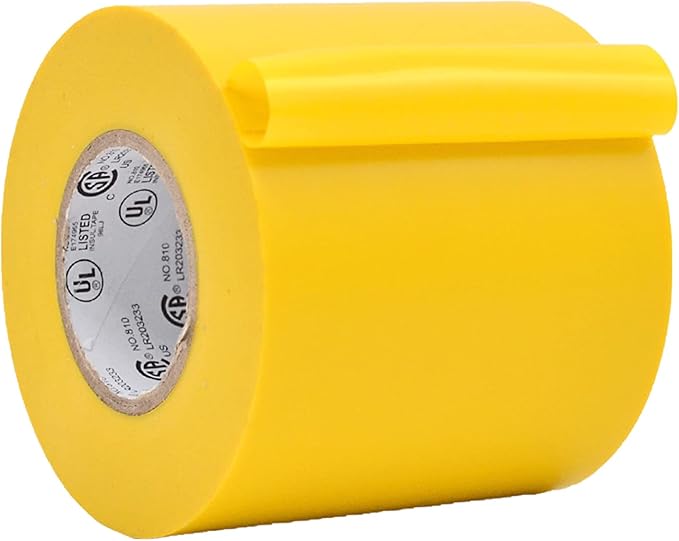 WOD ETC766 Professional Grade General Purpose Yellow Electrical Tape UL/CSA Listed core. Vinyl Rubber Adhesive Electrical Tape: 3 inch X 66 ft - Use at No More Than 600V & 176F (Pack of 1)