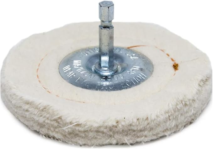Benchmark Abrasives 4" Flannel Cushion Sewn Buffing Polishing Wheel for Bench Grinder with 1/4" Mandrel, for Polishing Finishing Smoothing on Aluminum, Stainless Steel (Flannel Cushion)