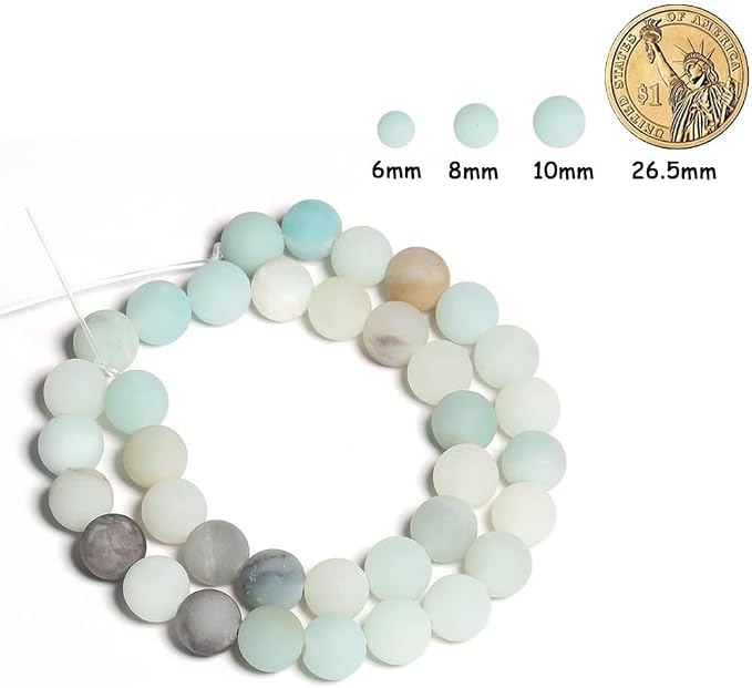 36pcs Natural Matte Amazonite Gemstone Beads，10mm Frosted Round Loose Stone - Image 2