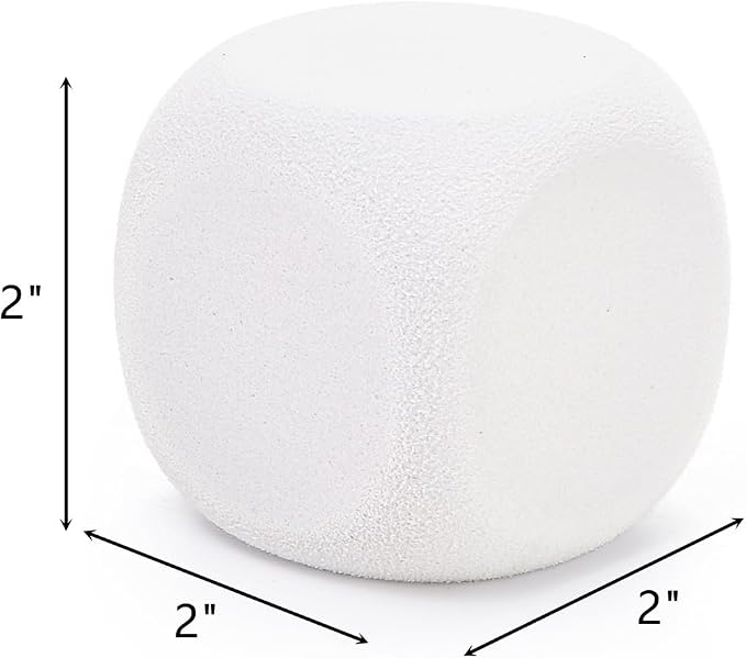 ZEAYEA 48 PCS Blank White Dice, 50MM White EVA Foam Dices, Blank Six Sided Dice - Image 2