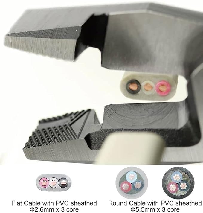 VAMPLIERS 8.5" Shearing Linesman Pliers, Electrician Side Cutting Pliers Screw Extractor Jaws, Crimper, & Shearing Blades. Easily Cut PVC insulated 3-Core Cable, Copper Wire, Soft Metals