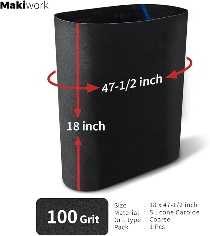 Drum Sander Feed Belt Conveyor Compatible with Delta 18-36 Drum Sander - 100 Grit Silicone Carbide, 18" x 47-1/2"