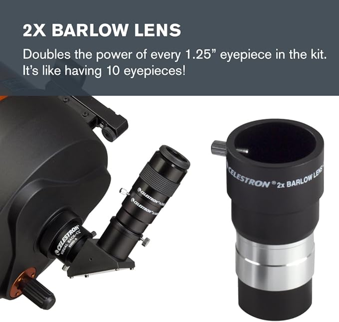 Celestron Accessory Kit with Five 1.25" Plossl Eyepieces, 2X Barlow and Filter - Image 3