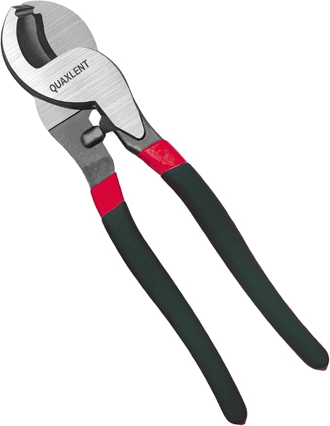 10 Inch Large Cable Cutter Heavy Duty High Leverage Big Wire Cutting Plier Tool for 4/0 Aluminum 2/0 Soft Copper and 100PR 24AWG Comm Cable, Black