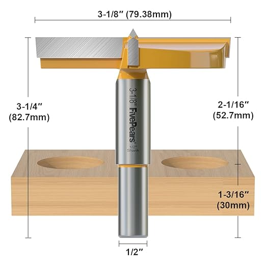 FivePears Forstner Drill Bit 1/2 inch Shank, 3-1/8 inch Cutting Diameter, Carbide Tipped Wood Hole Saw Auger Opener, Hole Opener Hinge Hole Cutter for Woodworking, Plastic, Plywood Products