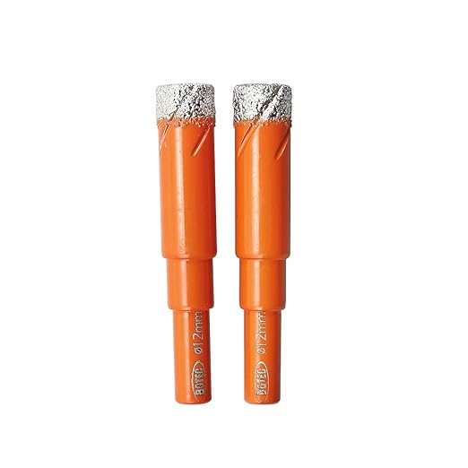 Dry Diamond Drill Bit Set,BGTEC 2pcs 12mm Hole Saw for Granite,Marble,Masonry, Concrete, Tile/Ceramic, Glass, Hard Plastic,Vacuum Brazed Diamond Core Drill Bit Kit