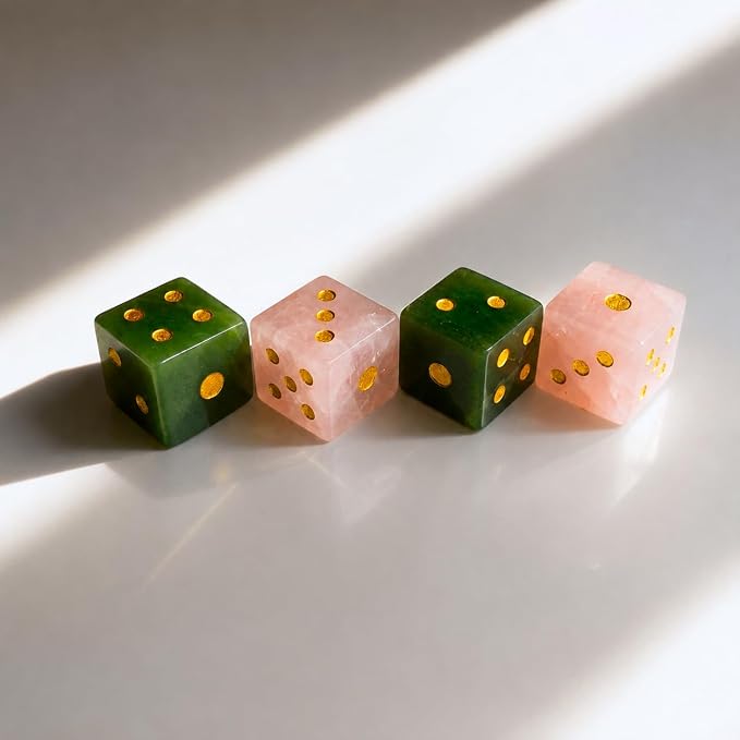 2PCS Crystal D6 Dice, 16mm Natural Gemstone Mahjong Dice Set Stone Dice - Image 4