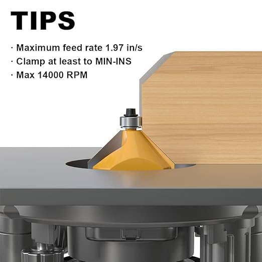 45 Degree Chamfer Router Bit with 3/4 Inch Cutting Length,1/2 Inch Shank Carbide Edge Forming Bevel Router Bit with Bearing, Chamfer Bit Miter Angle Milling Cutters Tool